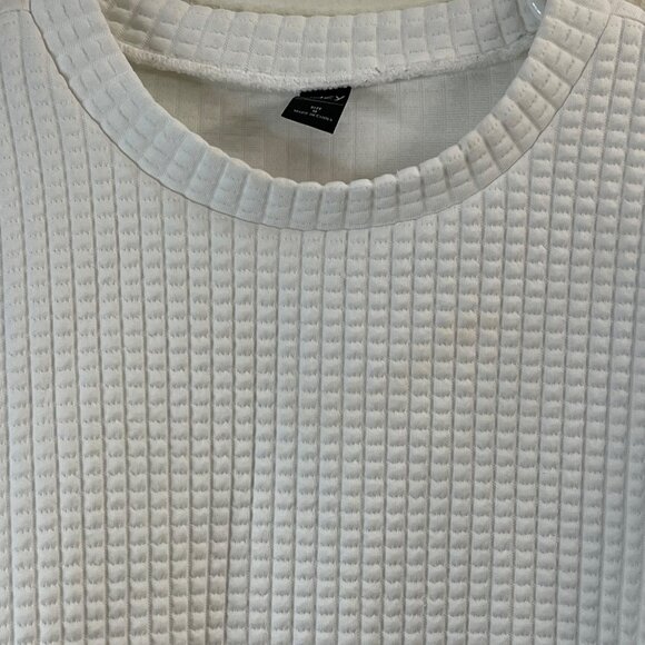 Dazy White Textured Waffle-Knit Crewneck Pullover Sweater M - Picture 4 of 11